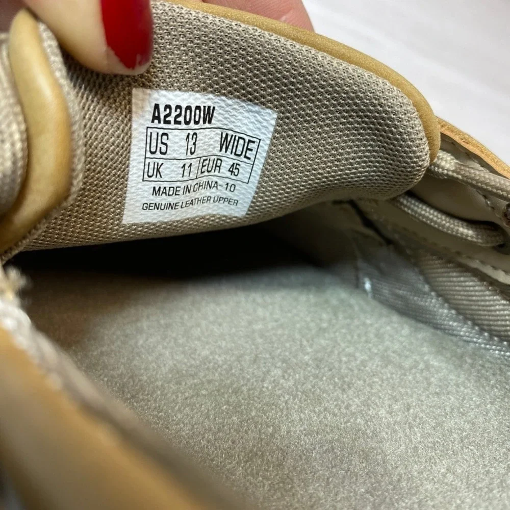 Apex Mens 13 Wide Boat Shoes A2200W Loafers Tan Leather Slip Resistant Nautical